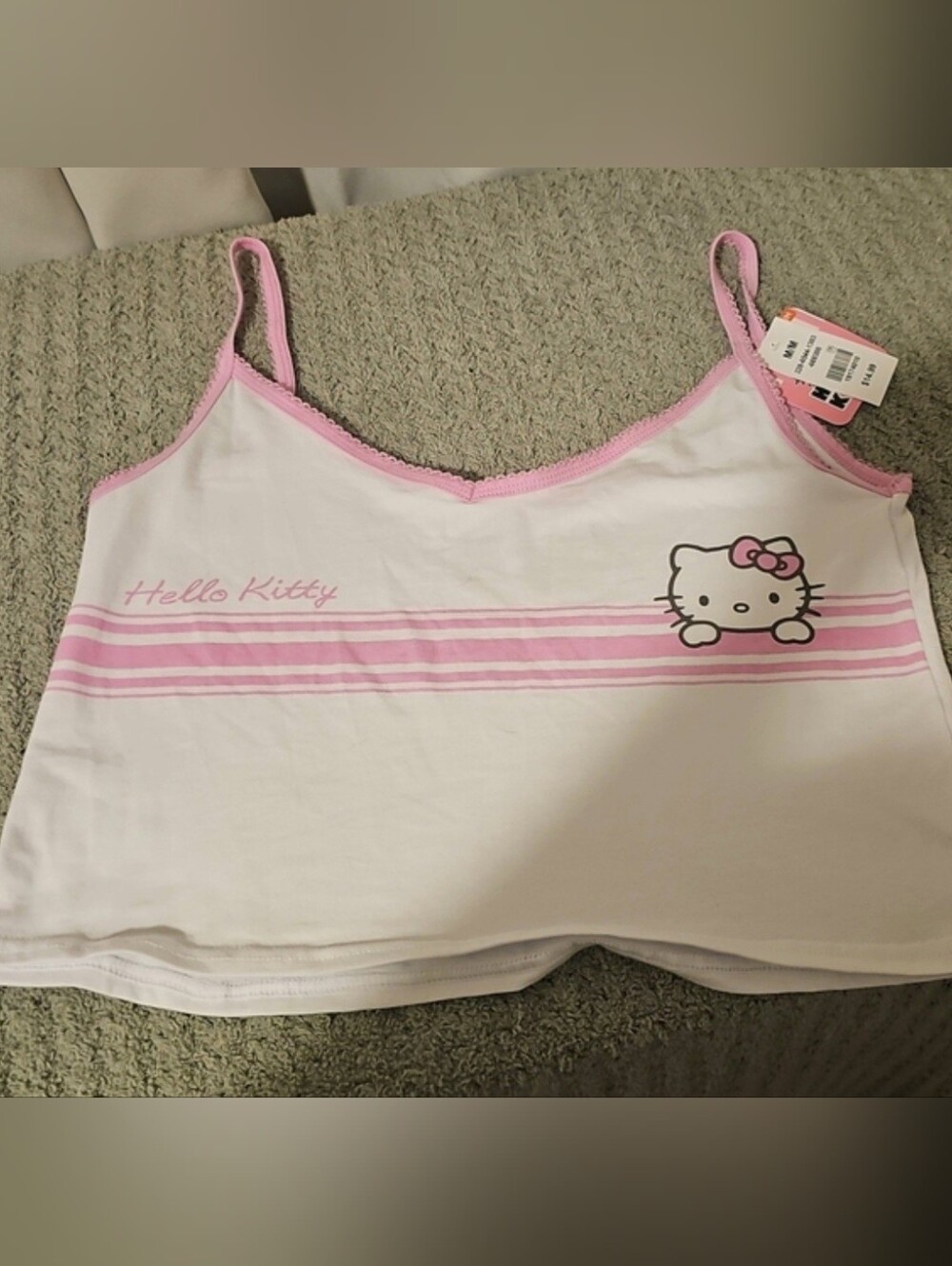 NWT! Junior's Hello Kitty Cropped Lounge Tank Top - Size M
